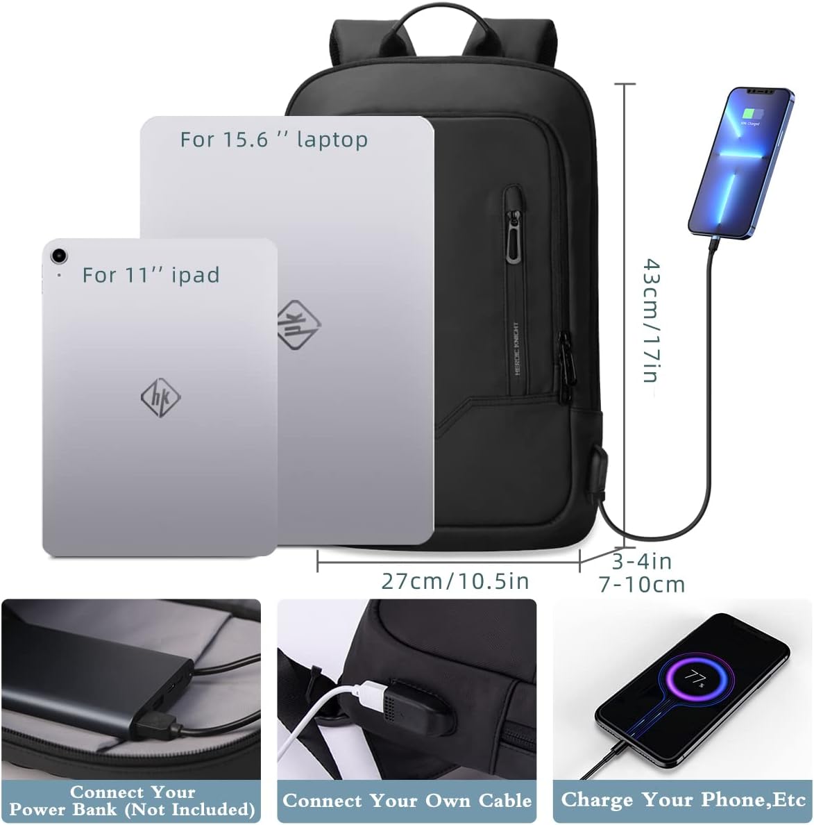 Sleek Travel Backpack with USB™