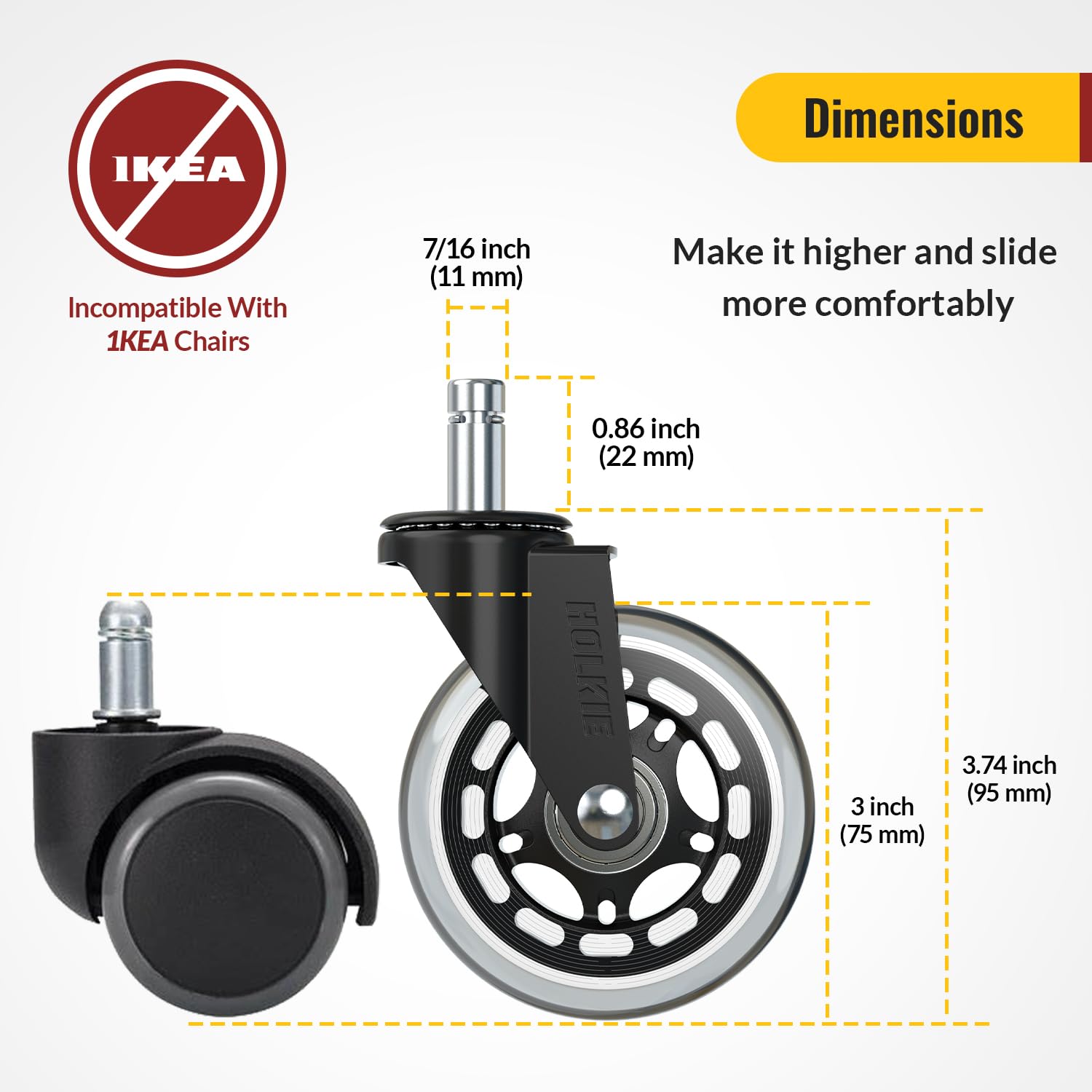 SmoothGlide™ Office Chair Wheels